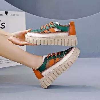 Женские туфли, босоножки с открытым носком, женские новые летние туфли с полыми отверстиями, дышащие маленькие белые туфли для доски 35 жёлтый