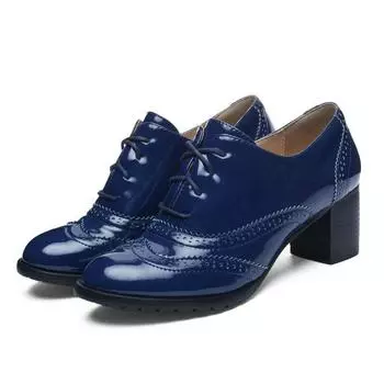 Женские туфли-броги на высоком каблуке Дерби Оксфорды Туфли женские 36 чёрный