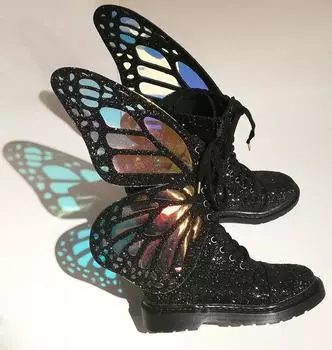 Женские туфли Butterfly Wings, блестящие серебристые кожаные кеды на плоской подошве, женские ботильоны на шнуровке, высокие туфли на платформе для отдыха 35