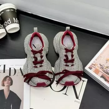 Женские туфли Daddy, супер огненные, со стразами, с ремешком из бриллиантов, повседневные туфли красного цвета, нишевый дизайн, красивые женские туфли 35 бордовый