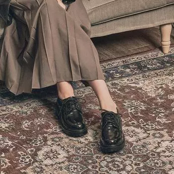 Женские туфли дерби Custom Aid на массивном каблуке с круглым носком 4,5 см Mana (CW0054EBK)-ботинки дерби 225