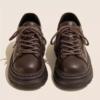 Женские туфли дерби, осенние туфли в британском стиле, женская обувь, мокасины с мехом, круглый носок, сабо на платформе, повседневные кроссовки из кожи, осень 35