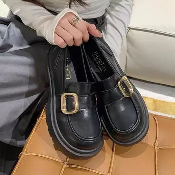 Женские туфли дерби повседневные женские кроссовки британский стиль слипоны мокасины с мехом неглубокий носок круглый кожаный элегантный слипоны 35