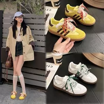 Женские туфли Dexun Retro на шнуровке из натуральной кожи – весна 2025 г., мягкие повседневные кроссовки с подошвой и поверхностью 37 лимонно-желтый