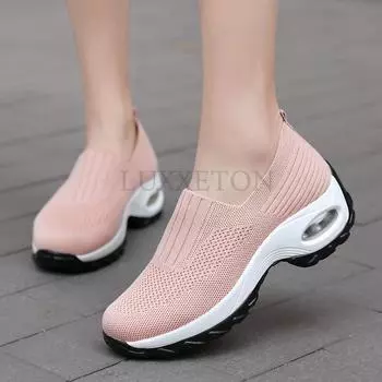 Женские туфли для ходьбы Slip-On, ортопедические, диабетические, женские, на платформе, мюли, легкие, сетчатые, на танкетке, женские кроссовки 36