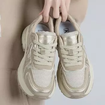 Женские туфли для пап в стиле знаменитостей 2024 года: Модные кроссовки на толстой подошве, визуально увеличивающие рост, на весну 35 хаки