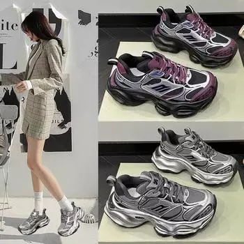 Женские туфли для пап в уличном стиле в Париже: Модная мода весна/лето 2024 года с контрастными цветами, универсальная для повседневных занятий спортом и учебы. 35