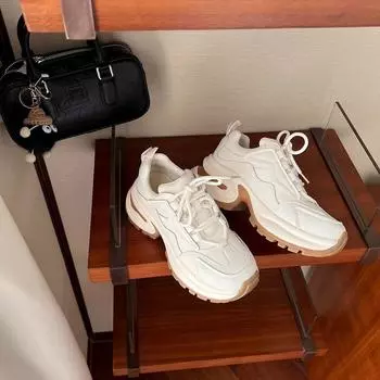 Женские туфли для папы на толстой подошве, увеличивающие рост, новые весенние модные универсальные повседневные кроссовки для женщин 35 белый