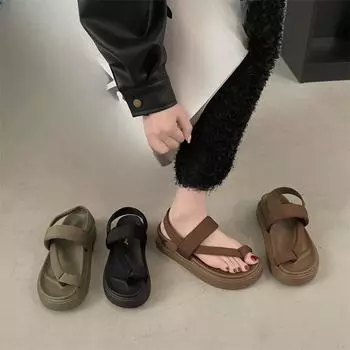 Женские туфли для пляжной вечеринки на толстой подошве 35 чёрный