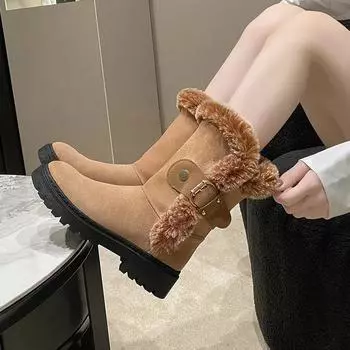 Женские туфли до середины голени, элегантные женские зимние сапоги на среднем каблуке с круглым носком, полувысокие, готические, удобные, по акции, качественные, шикарные 35