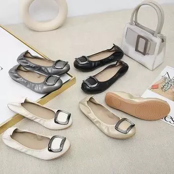 Женские туфли Egg Roll, одинарные туфли на плоской подошве, повседневные туфли Doudou, мягкие туфли на мягкой подошве, размеры 34-44 34 золотой