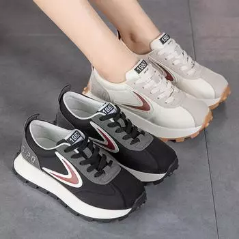 Женские туфли Forrest Gump 2024 года, тренд осени, дышащая сетка, универсальные спортивные туфли-качалки, женская повседневная обувь для пап, увеличивающая рост 35 бежевый