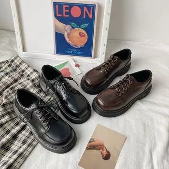 Женские туфли Four Seasons Leisure из кожи с толстой подошвой и однотонной платформой 40 чёрный