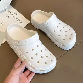 Женские туфли Hole Shoes Женские нескользящие простые классные тапочки на толстой подошве Женская повседневная пляжная обувь 35 небесно-голубой