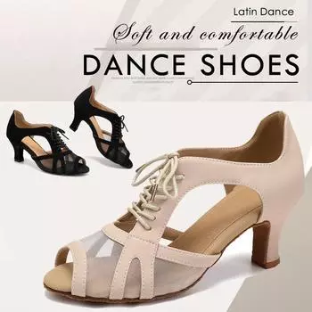 Женские туфли из искусственной кожи для латинских танцев, вечерние туфли для сальсы и бальных танцев на каблуке 6 см 34 чёрный
