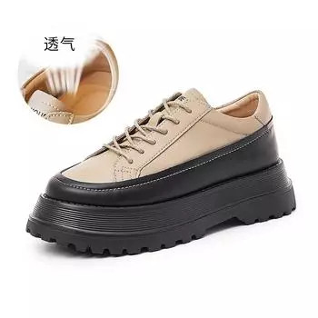 Женские туфли из кожи с пенопластовой подошвой, весна 2025, новые женские повседневные туфли-бублики, туфли на платформе, одинарные туфли, женские модные маленькие кожаные туфли 35