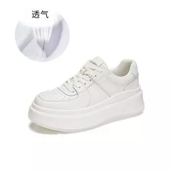 Женские туфли из кожи с подошвой из присоски 2025 года, новые повседневные маленькие белые туфли, женские туфли на платформе с увеличенным каблуком, туфли на плоской подошве в стиле ретро 35