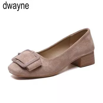 Женские туфли из натуральной кожи, удобные мягкие рабочие туфли на высоком каблуке, элегантные офисные туфли-лодочки с круглым носком, большой размер 2024 35 чёрный