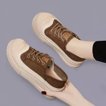 Женские туфли из натуральной кожи в стиле ретро с круглым носком, повседневная обувь, мягкая подошва, легкие нескользящие кроссовки с толстой подошвой, повседневная обувь 35-40 35 хаки