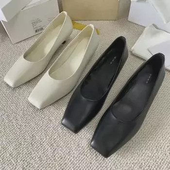 Женские туфли из натуральной кожи в стиле ретро с квадратным носком и каблуком-рюмочкой 37 чёрный