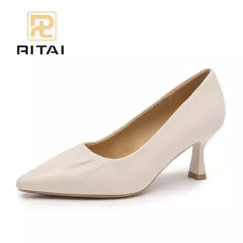 Женские туфли из овчины на высоком каблуке с острым носком, без застежек, на каблуке-кошке, дышащие, удобные, сандалии на высоком каблуке 34 бежевый