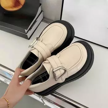 Женские туфли из японской кожи на толстой подошве, новые универсальные туфли-лоферы в стиле преппи, уродливые и милые, туфли-лодочки 35