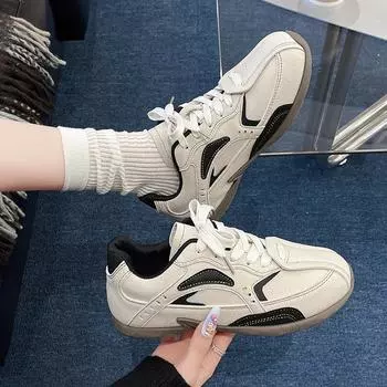 Женские туфли из вулканизированной ткани в стиле пэчворк, модные туфли на шнуровке, подходящие по цвету, женские повседневные туфли на плоской подошве, новые классические кроссовки с круглым носком 35