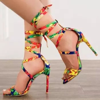 Женские туфли-лодочки 2024 года, модные цветные туфли с перекрестными ремешками и высоким каблуком, женские сексуальные туфли с открытым носком, банкетные туфли на тонком каблуке Zapatillas Mujer 36