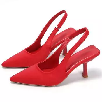 Женские туфли-лодочки 2024 года, новые летние туфли с острым носком, модные туфли на высоком каблуке для женщин, неглубокие босоножки, женские туфли-лодочки для свадьбы, Zapatos De Mujer 35 чёрный