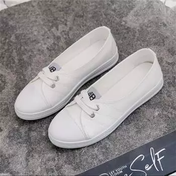 Женские туфли-лодочки Белые парусиновые туфли для женщин Дорожная нескользящая обувь Кроссовки на низкой платформе Повседневная женская обувь на плоской подошве 35 чёрный