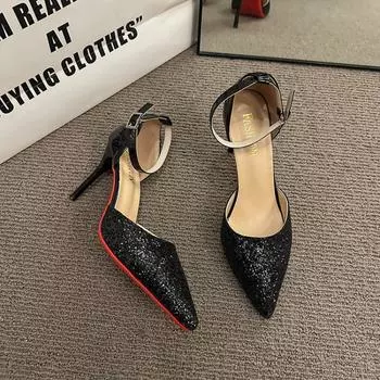 Женские туфли-лодочки, блестящие сексуальные туфли на высоком каблуке, новые модельные сандалии для вечеринок, лето 2024, дизайнерские женские прогулочные туфли с острым носком, Zapatillas 34