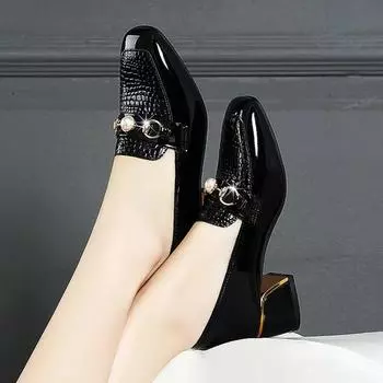 Женские туфли-лодочки, черные женские туфли из лакированной кожи на высоком каблуке, осенние туфли с острым носком, женские сандалии 40 чёрный