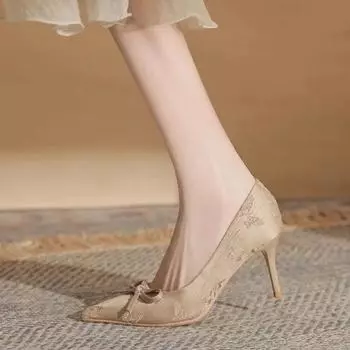 Женские туфли-лодочки Cinderella Туфли со стразами на высоком каблуке Женские туфли с острым носком и бантом Туфли с кристаллами для вечеринки и свадьбы Zapatillas Mujer 35