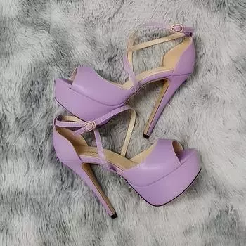 Женские туфли-лодочки для ночного клуба, ультрамодные сексуальные босоножки на высоком каблуке 14 см, кожаные босоножки на платформе с ремешком на щиколотке, красные свадебные туфли 35 чёрный