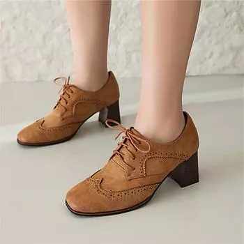 Женские туфли-лодочки из искусственной кожи, женская модная обувь на массивном высоком каблуке с квадратным носком и шнуровкой, весна-осень, бордовый, черный, верблюжий цвет 43 35 чёрный