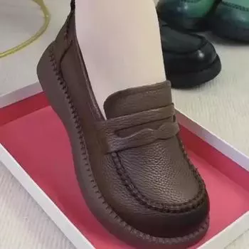 Женские туфли-лодочки из мягкой кожи в стиле ретро с круглым носком — удобная, универсальная, повседневная обувь с низким верхом 38