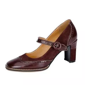 Женские туфли-лодочки из натуральной кожи, броги, туфли Мэри Джейн из воловьей кожи, туфли на каблуках 34 чёрный