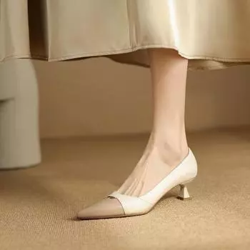 Женские туфли-лодочки из натуральной кожи с застежкой-молнией на тонком высоком каблуке с острым носком, элегантные женские повседневные туфли на каблуке для женщин 34 чёрный