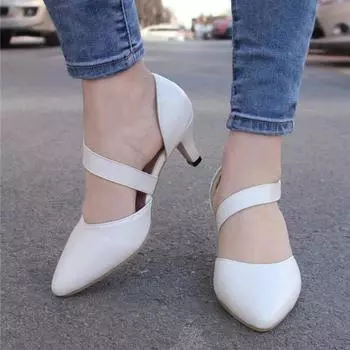 Женские туфли-лодочки Мэри Джейн из двух частей с острым носком, лаконичные туфли на толстом низком каблуке в форме перчаток, женская модная обувь, весенне-осенняя синяя обувь 34 чёрный