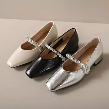 Женские туфли-лодочки Мэри Джейн на низком каблуке с квадратным закрытым носком, прогулочные туфли, нарядные туфли без застежек, ремешок на щиколотке, низкий массивный блочный каблук, туфли Мэри Джейн для женщин 34 чёрный