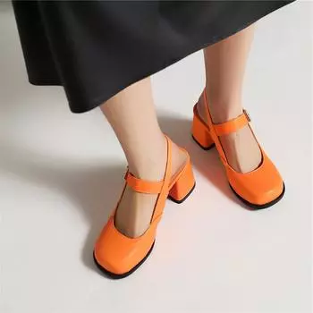 Женские туфли-лодочки Мэри Джейн с босоножками и квадратным носком на массивном высоком каблуке с пряжкой, перчатки, женская модная обувь, весна-осень 43 34 бежевый