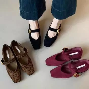 Женские туфли-лодочки Mary Janes Vintage из искусственной замши с квадратным носком, модель 2024 года, осенняя женская обувь на высоком каблуке с пряжкой и ремешком 35 чёрный