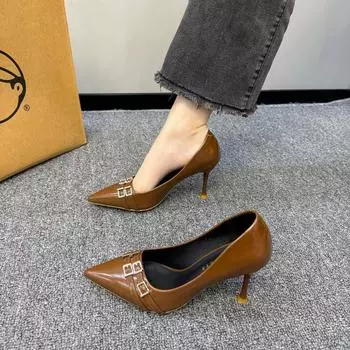 Женские туфли-лодочки Модные элегантные женские туфли на тонком высоком каблуке Новые с острым носком Красные босоножки Женские босоножки Шлепанцы Обувь 35