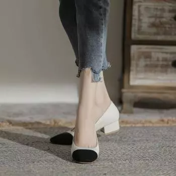 Женские туфли-лодочки на квадратном каблуке с носком средней высоты для женщин, роскошные женские туфли на распродаже, летние повседневные туфли со скидкой, акция, горячая весна 35