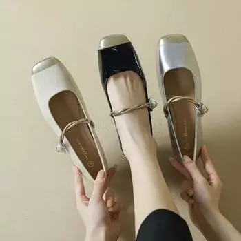 Женские туфли-лодочки на низком массивном каблуке, туфли Мэри Джейн, повседневные нескользящие балетки для ходьбы с ремешком на щиколотке, квадратный носок, деловая нарядная обувь для женщин 34 чёрный