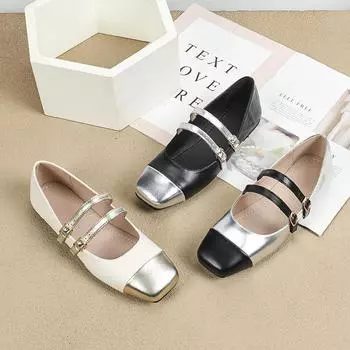 Женские туфли-лодочки на плоской подошве «Темперамент» Женские туфли «Мэри Джейн» с коротким носком Простые туфли большого размера Модная женская обувь 35