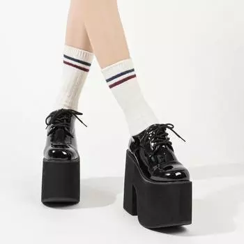 Женские туфли-лодочки на сверхвысоком каблуке 14 см, водонепроницаемая платформа, толстая подошва, высокие каблуки, женские туфли-лодочки, кожаные, на шнуровке, большие 35 розовый