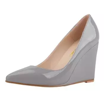 Женские туфли-лодочки на танкетке, сексуальные, с острым носком, из лакированной кожи, на высоком каблуке, женские, красные, черные, для офиса, свадьбы, лето, осень, для женщин 35