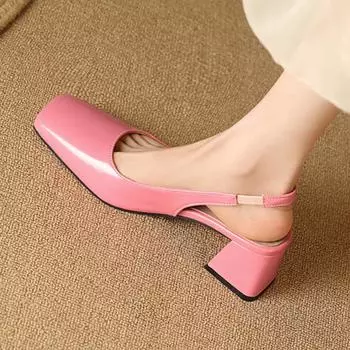 Женские туфли-лодочки на толстом высоком каблуке с квадратным носком, вечерние пикантные весенне-осенние туфли черного цвета, цвета розы и кармина, размеры 33-46 33 чёрный