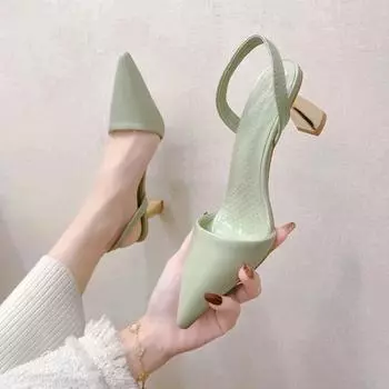 Женские туфли-лодочки на тонком каблуке с открытым носком, босоножки на высоком каблуке для женщин, туфли-лодочки с острым носком, сексуальные универсальные туфли на каблуке для женщин 35 бежевый